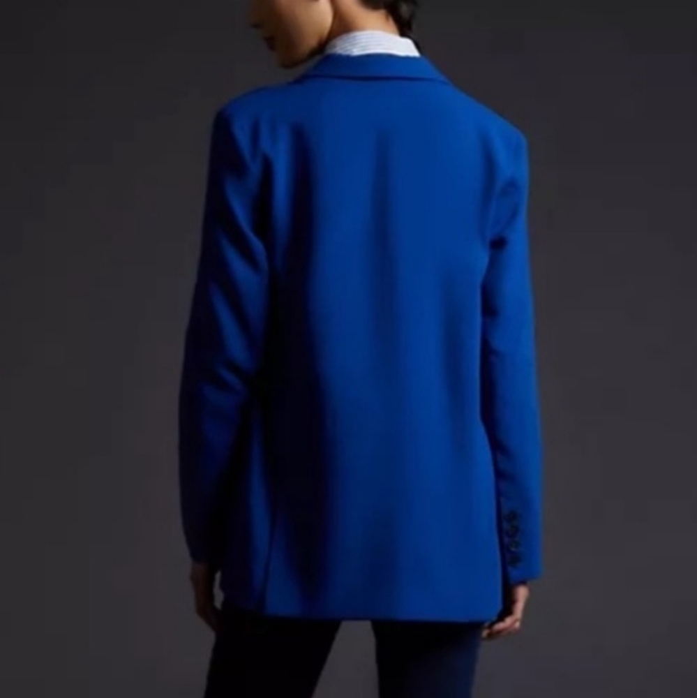 Anthropologie Maeve Double-Breasted Royal Blue Blazer Jacket Size 12 NWT - Picture 4 of 11